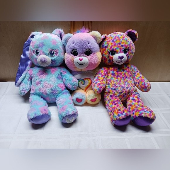 Plush Lot/ 2-Build A Bear Workshop(Rabbit, Confetti Cat) & 1-Care Bear - Picture 1 of 12
